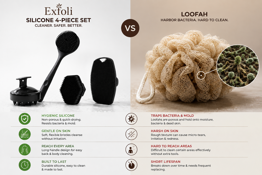 4pc Silicone bath & body brush set